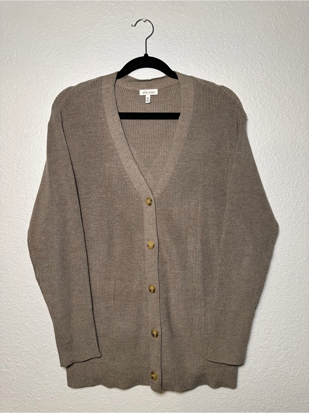 Ella Moss Taupe/Brown Knit Button-Front Cardigan Sweater - Size M